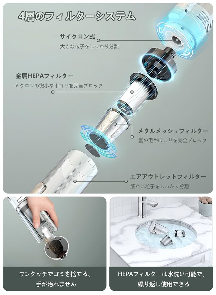 Amazon | Zeelec ハンディ掃除機 2WAY タイプ スティック掃除機